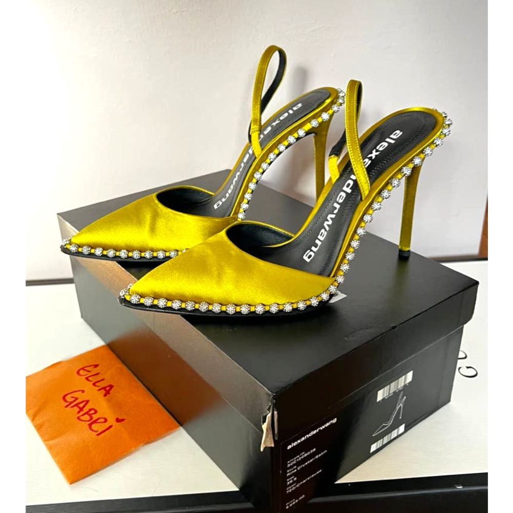 Alexander Wang Satin Chartreuse Heels 36.5